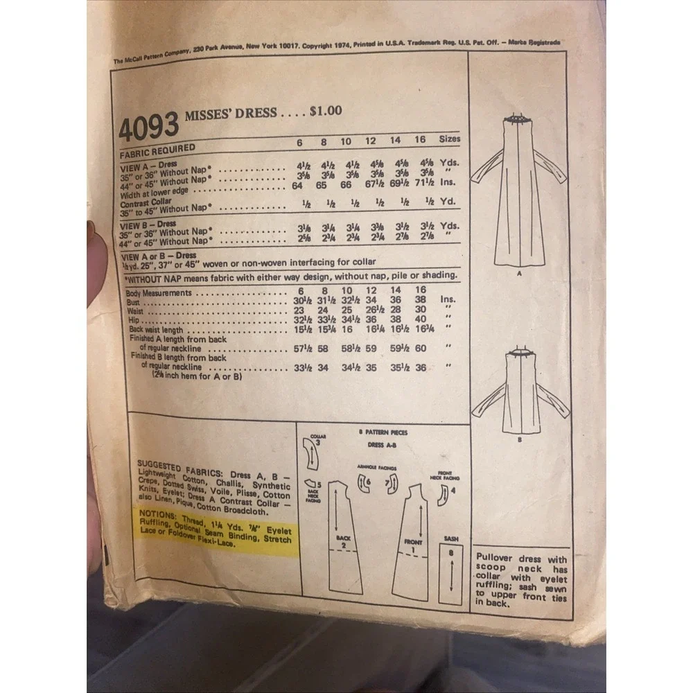 McCalls vintage 1974